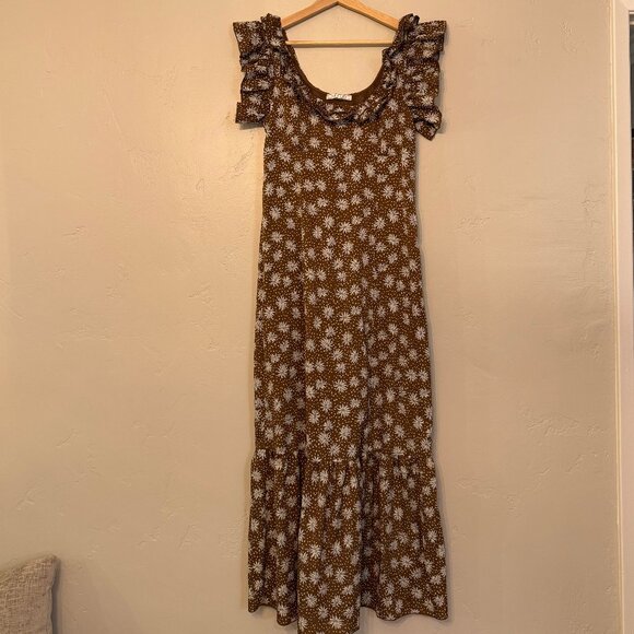 Senlis Josephine Ruffle Neck Sleeveless Maxi Dress Size Small - Picture 2 of 5